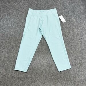 Kinesis Pants Womens XL Blue Glow Medium Rise Crop Length Leggings Gym Yoga Run